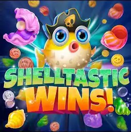 Shelltastic Wins logo – Slots by Jili Games at 3 Reyes